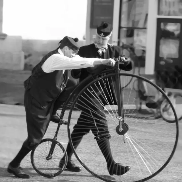 What was unusual about the penny-farthing bicycle